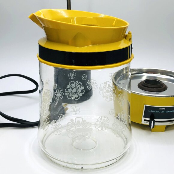 Vintage 70s SEARS ROEBUCK Golden Yellow Automatic Coffeemaker: 10 cup Percolator - Picture 7 of 16